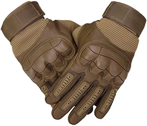 SHAWINGO Full Finger Tactical Military Rubber Hard Knuckle Gloves for Army Combat Motorcycle