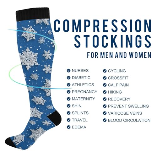 Image of SHJI Compression Socks for Women Sock Men Knee High Stockings for Running Athletic Hiking Cycling