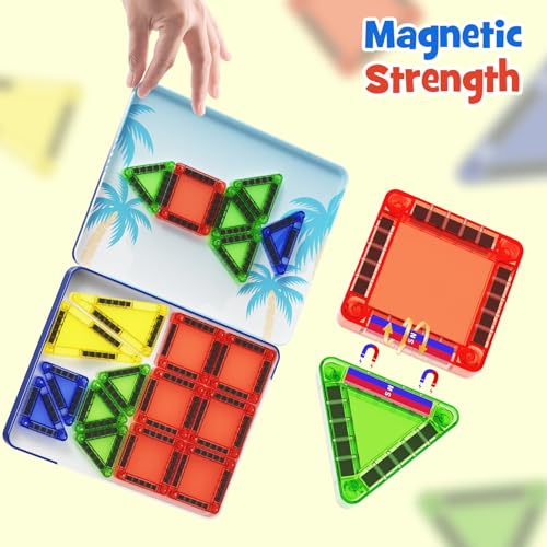 Image of Mini Magnetic Tiles Travel Set: Holds 5+ Blocks, Strong Magnets for Car