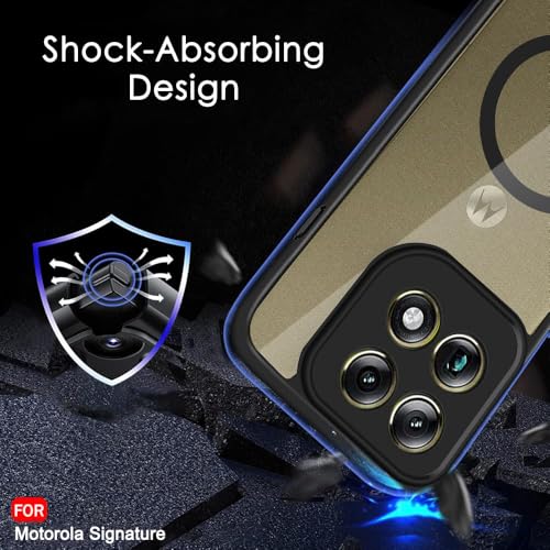 Image of TheGiftKart Hybrid Shockproof Back Cover Case for Motorola Moto Signature 5G Compatible with MagSafe | Hard Back Case Cover for Motorola Signature 5G (PC & TPU, Transparent Clear Back, Black Sides)