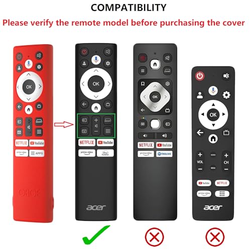 Image of Oboe Silicone TV Remote Cover Compatible with Acer Advanced I /V /H PRO Series - Protective Case with Loop (B-Dark Grey) [Remote NOT Included]
