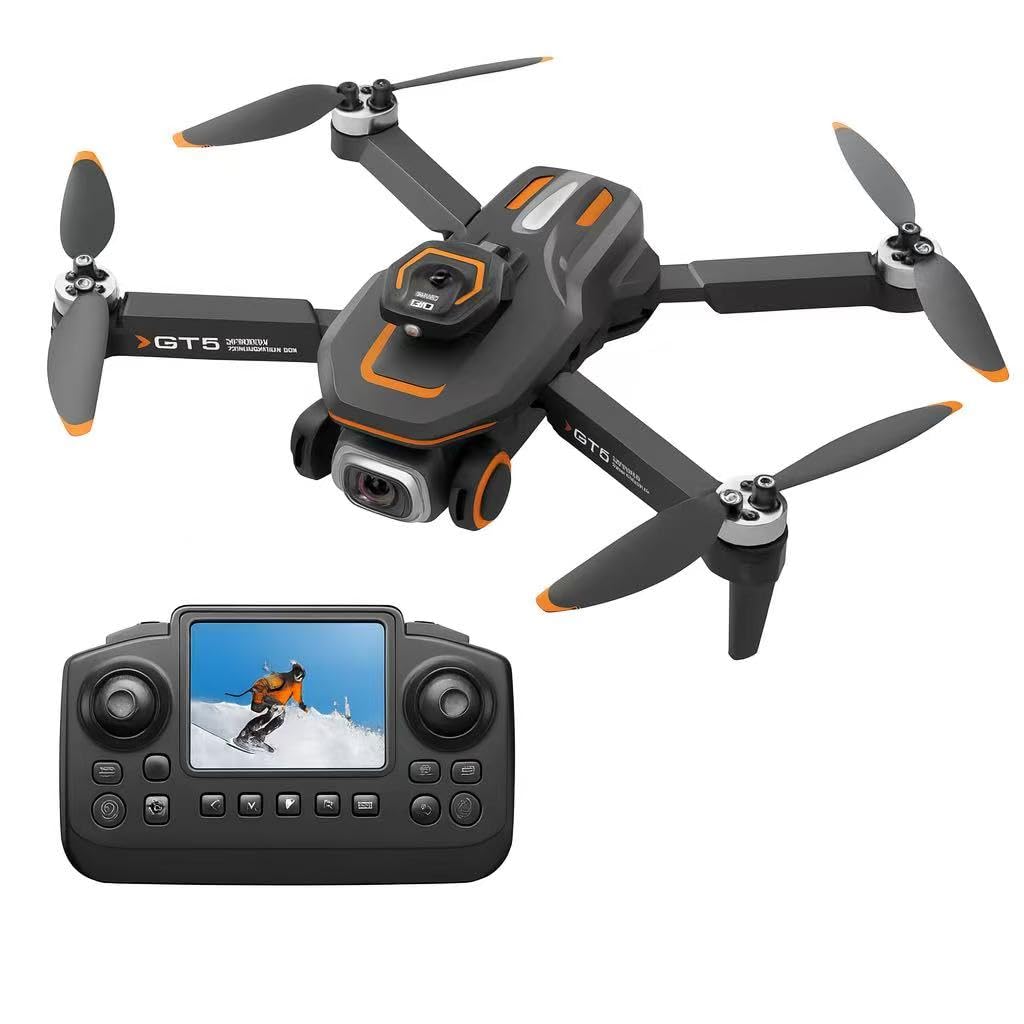 Foldable Quadcopter Drone 2025 Upgraded with 4K Dual Camera, 2.4-Inch HD Screen Remote, Brushless Motor, Optical Flow Positioning, EIS Anti-Shake, APP & Gesture Control, WiFi FPV, 100M Range for Adults and Beginners (14 age+)