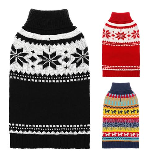 Image of Mihachi Dog Sweater - Winter Coat Apparel Clothes with Colorful Stripes for Cold Weather