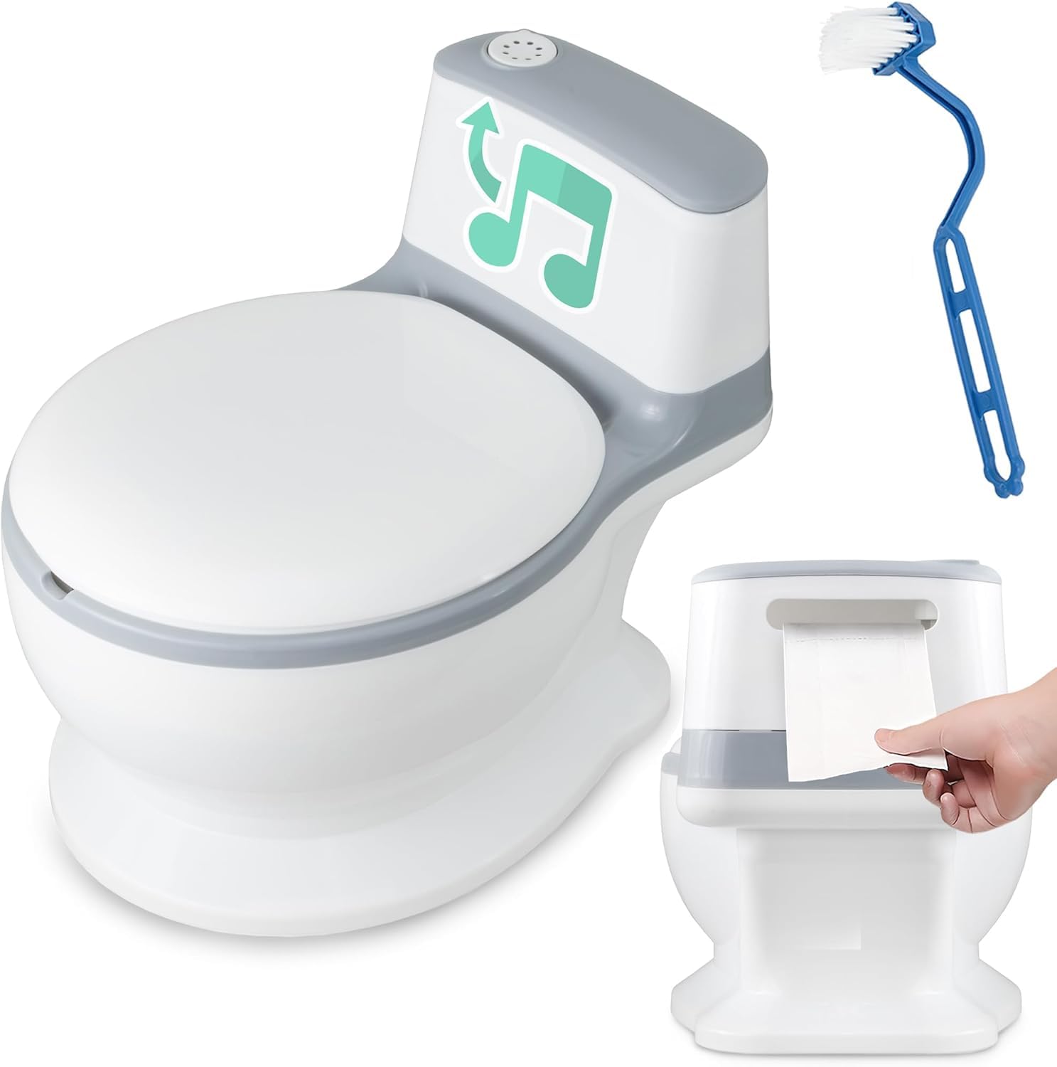 ALMAR Baby Vasino portatile a forma di wc per bambini, con suono di scarico della catena e porta rotolo integrato incoraggia l'apprendimento dei tuoi bambini per andare in bagno in modo divertente