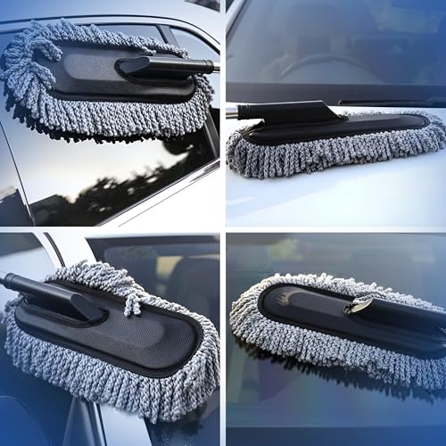 Image of 6 Piece Microfiber Cleaning Kit Home,Long Handle Duster,Car Sponge,Cleaning Brush,Exteriror & Interiror Cleaning Cloth Car Ac Vent Cleaner Brush All Car, Motorbike,SUVs Car Cleaning Accessories