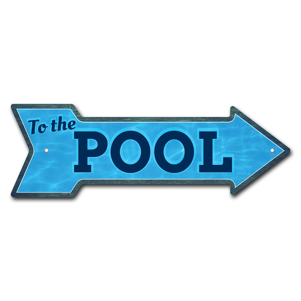 To The Pool Arrow Sign | Indoor/Outdoor | Direction Arrow Sign Funny Home Décor for Garages, Living Rooms, Bedroom, Offices | SignMission personalized
