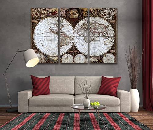Baisuwallart W60348 3 Pieces Wall Art Map Restoring Ancient Ways Picture Abstract Canvas Painting Posters And Prints Abstract Pictures For Living Room Bedroom Home Decor Office Kitchen Artwork #TOP5