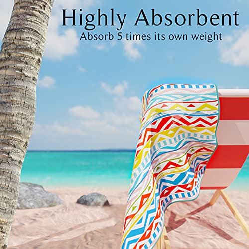 Vaavei Beach Towel - Quick-Drying And Absorbent - Lightweight And Compact Microfiber Towel (Triangles) #TOP4