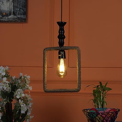 Image of DECOHOME Modern Hanging Ceiling Lamp Lights for Home & Decor | Premium Finish Pendant Light for Living Room, Bedroom & Dining Area | Stylish Indoor Lighting | Chandelier Lights (Square-Gold)