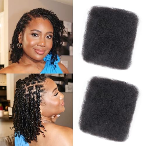 BLL Afro Kinkys Bulk Human Hair-100% Human Hair for Mini Twist Braiding Dreadlock Loc Extensions Afro Kinky Curly Hair Bulk Black Color (1B, 12 Inch (Pack Of 1))