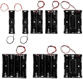 GTIWUNG 18650 Battery Case Holder with Lead Wire Bundle, 8 Pcs 1/2/3/4 x 3.7V Series DIY Battery Storage Boxes, 1/2/3/4 Slots in Parallel Black Plastic Batteries Case with Pin + 5Pcs Cable Straps