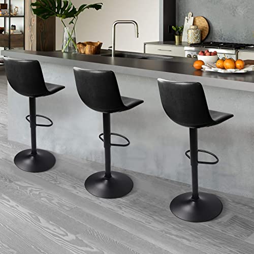 Lemberi Swivel Bar Stools Set Of 2, Modern Adjustable Counter Height Bar Stool With Back,Comfortable Pu Leather Upholstered Seat Bar Chairs For Kitchen Counter Dining Room #TOP2