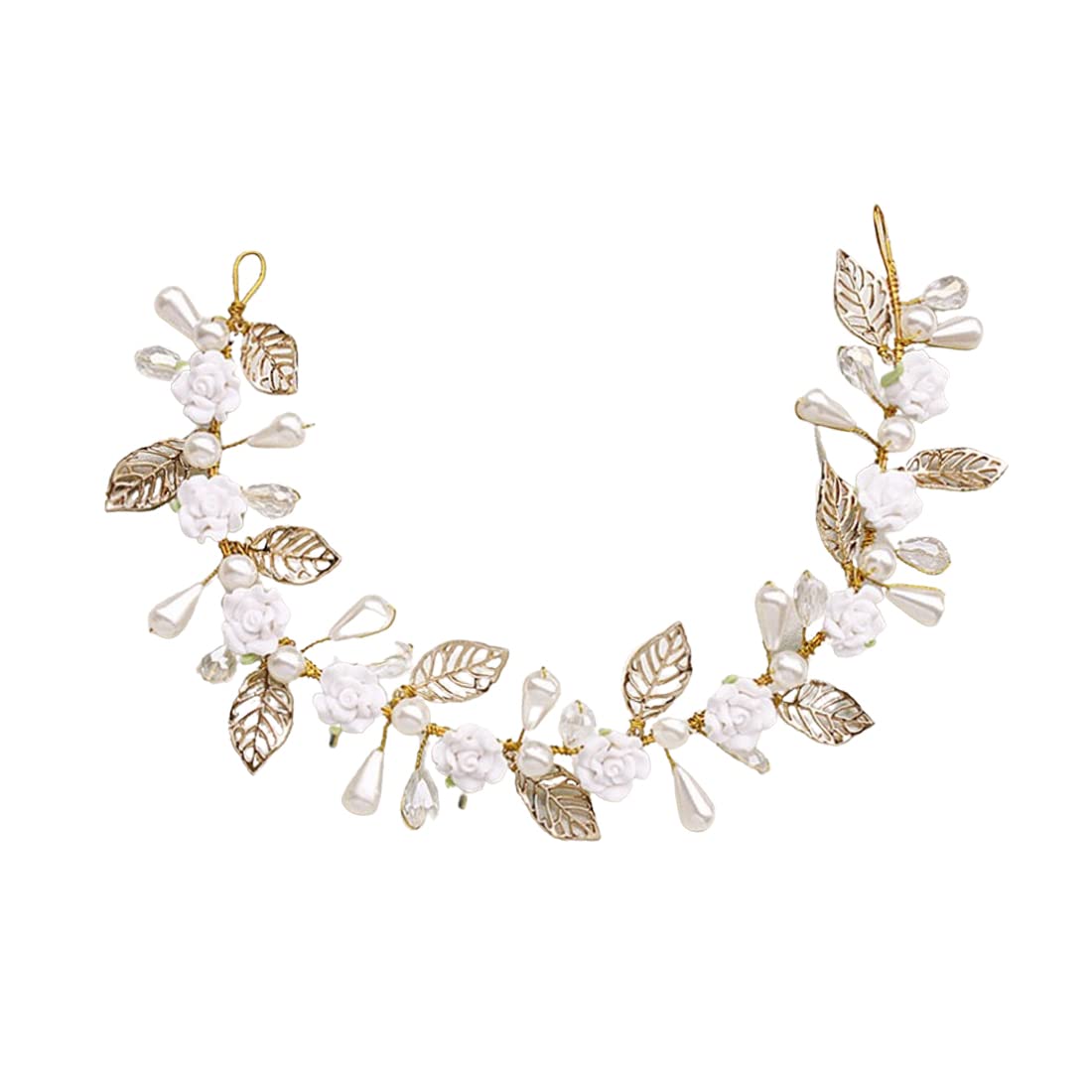 LEDSHLIU, cepillo para el cabello para mujer, diadema nupcial, diadema de cristal para niñas, accesorios para el cabello de boda hechos a mano con flores blancas de cristal