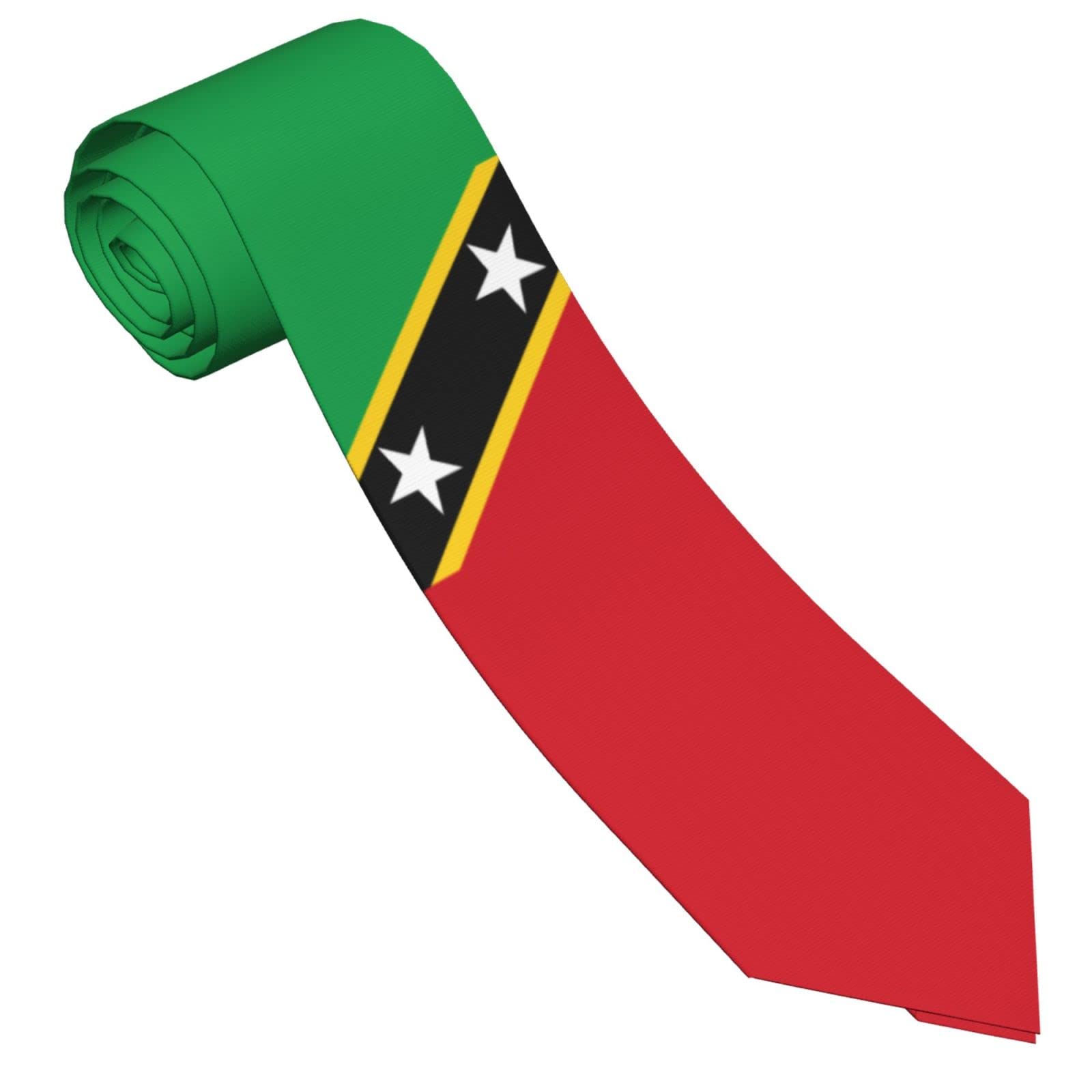 PELNYC Saint Kitts And Nevis Flag Necktie Patriotic Neck Ties Mens Party Formal Business Soft Skil Neckties