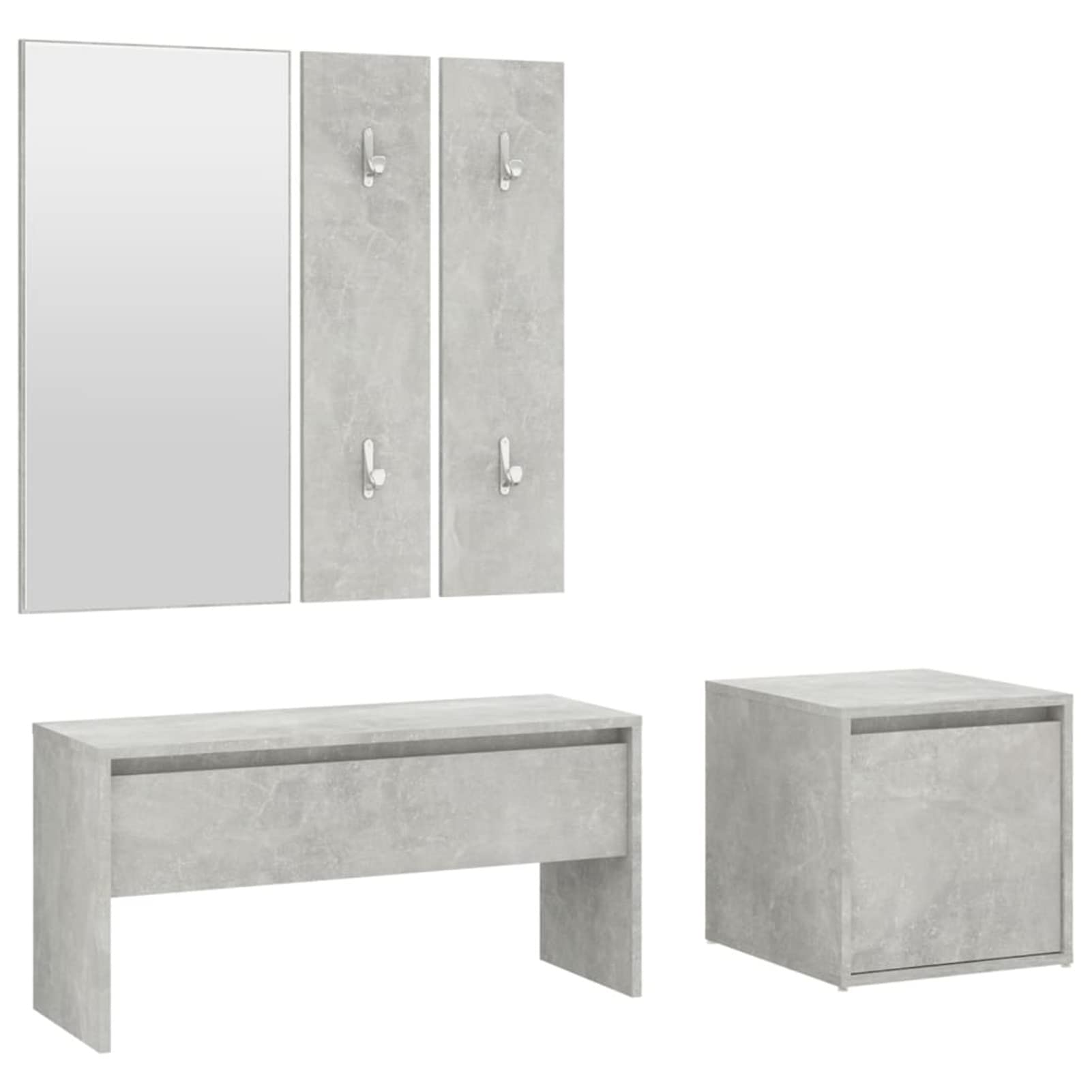 Festnight Conjunto de Muebles Entrada con Espejo,Cajón, Perchero y Zapatero Recibidor Madera Set de 4 Piezas para Pasillo Vestíbulo (Gris hormigón)