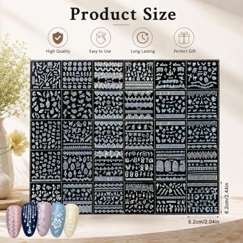 Image of MAYCREATE Exotic Style Nail Stickers, Nail Art Sticker, 3D Self Adhesive Nails Decals of Flowers Fruits Stars for DIY Nail Art Women, Wedding, Party, Concerts