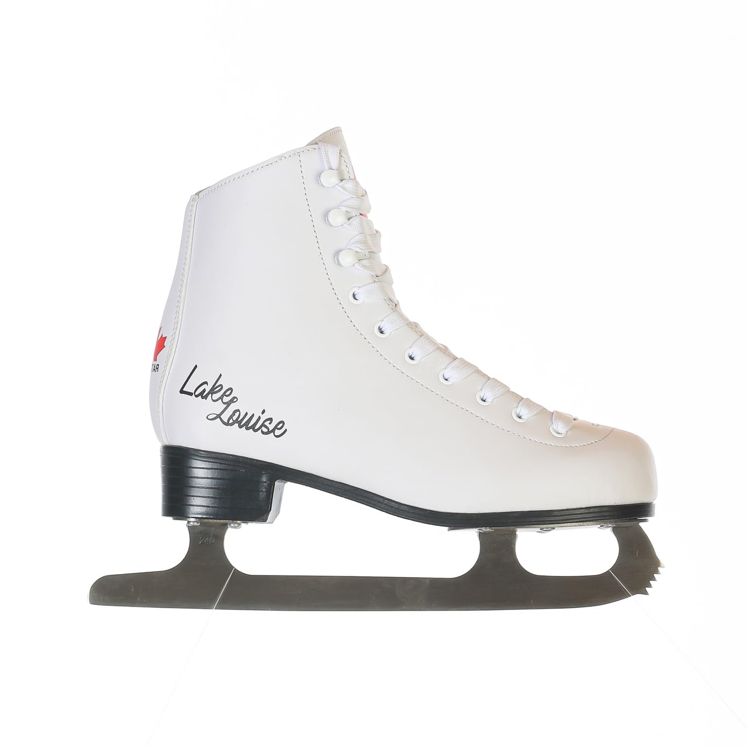 Pattini da pattinaggio artistico Lake Louise – Design classico bianco – Pattini da ghiaccio da donna, bambini e principianti