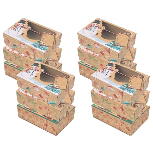 FOERPL 12 scatole per biscotti natalizi, grandi contenitori per alimenti da forno, caramelle e biscotti, per regalare cracker natalizi