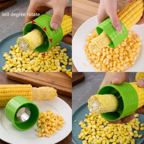 Image of Sweet Corn Cutter with Stainless Steel Blade, Corn Chopper for Kitchen, Durable & Unbreakable Corn Cutter Multicolor (Pack of 1)