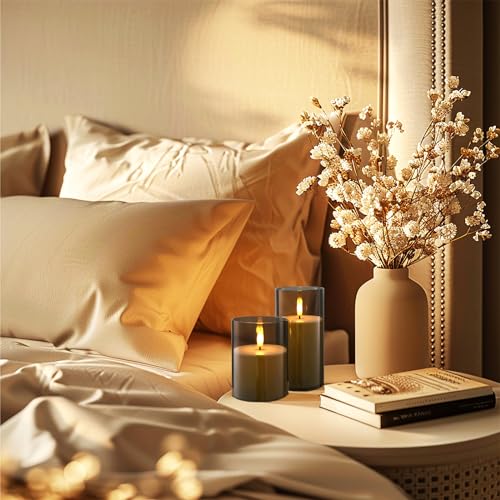 Image of Flameless Candles Battery Operated Candles- Flickering LED Candles with Realistic 3D Buld and Remote Control &Timer for Wedding Birthday Halloween Christmas Decorations Set of 3