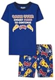 boys Short Sleeve Top and Shorts Snug Fit 100% Cotton 4 Piece Pajama Set