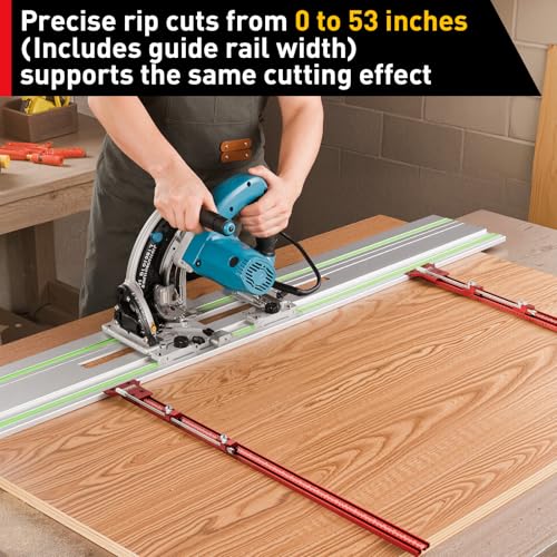Image of Track Saw Parallel Guide System for Woodworking Repeatable Rip Cuts for Track Saw Guide Rail Compatible with Festool, Makita, Milwaukee