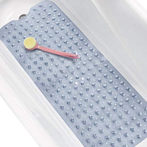 Wimaha XL Bathtub Mat, Bath Shower Mat Non Slip for Bathroom, Machine Washable, Ideal for Kids Toddler Senior, 39 x 16, Clear Grey