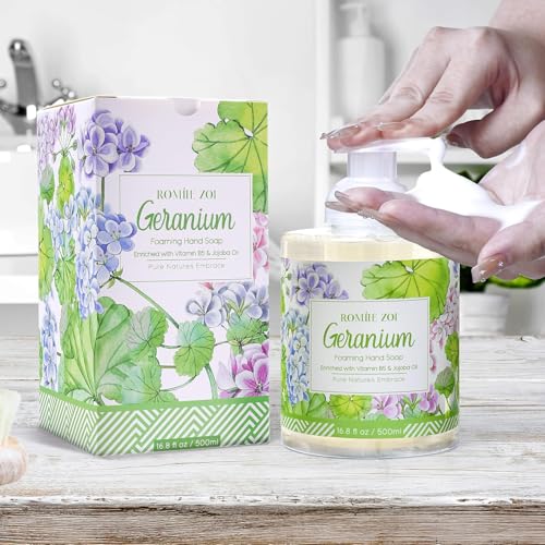 Image of ROMIIE ZOI Foaming Hand Soap, Geraniumt, 500ml / 16.8fl.oz | With Gift Box, Gentle cleansing, nourishes skin without drying