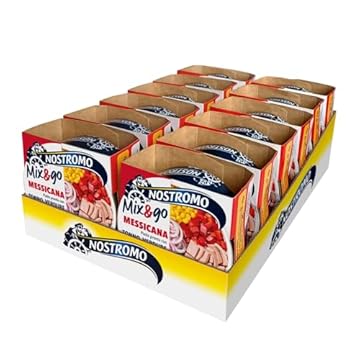 Nostromo Mix&Go Messicana - Piatto Pronto con Tonno, Verdure, Fagioli Rossi - Gusto Speziato e Veloce - Confezione da 12x190g