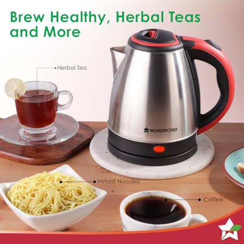 Image of Wonderchef Essenza Electric Kettle | 1.5L | Stainless-steel Body | 1350W | Rapid Boiling in 5 Mins | Boil Water for Tea, Coffee, Instant Recipes | Auto Shut-off | Boil Dry Protection | 2-Year Warranty