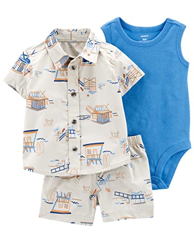 Image of Carter's 3-Piece Giraffe Little Short Set