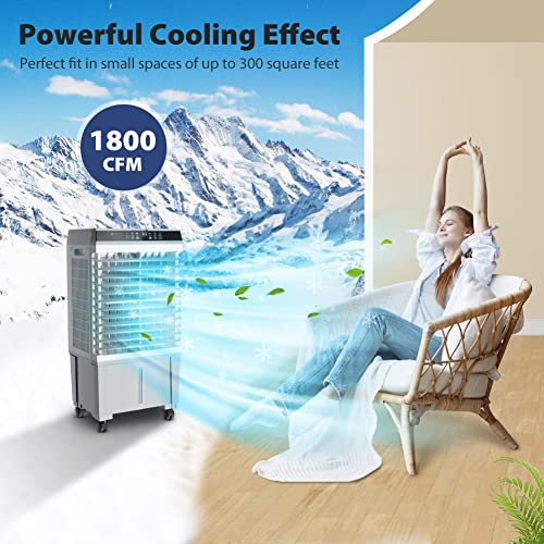 Lifeplus Evaporative Air Cooler, 1800 Cfm Swamp Cooler With Remote Control, 5.2 Gallon Large Water Tank, 3 Speed Cooling Fan, 4 Ice Packs, Portable Air Conditioner For Room Garage Commercial #TOP1