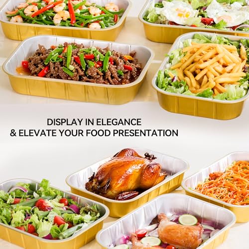 BondOnLum Aluminum Foil Pans,9x13,Heavy Duty Aluminum Pans, Disposable Aluminum Pans,Gold Foil Pans, Deep Container for Heating, Baking, Cooking, BBQs, Parties,Storing,Catering,118oz (5 Pack) by BondOnLum - Image 5