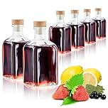 com-four® 6x glass bottles 250 ml with corks - empty bottles with cork stoppers - glass containers for filling with liquids such as oil, vinegar and spirits (square - 250ml)