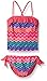 Angel Beach Girls' Scribble Chevron Print With Ruffle X Back Tankini Set