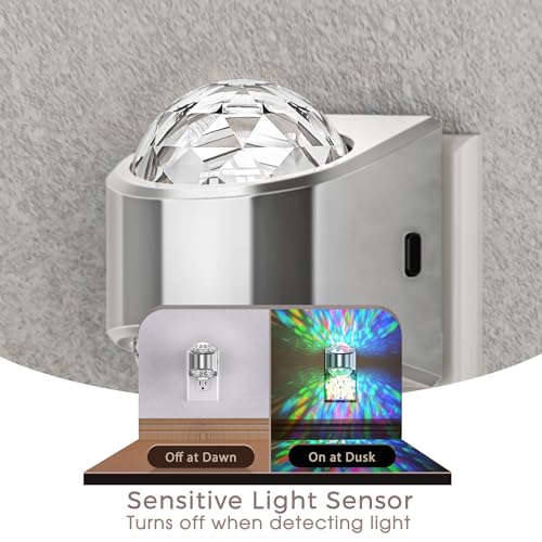 Image of Night Lights Plug into Wall, Star Projector for Bedroom, Silver Night Light Projector for Kids, 9-Color RGB Galaxy Nightlight with Dusk to Dawn Sensor for Bathroom, Home Gaming Room Decor Gifts
