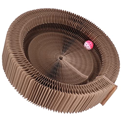 Griffoir pour Chat, griffoir Chats, lit Rond en Papier ondulé de qualité supérieure, Tapis de griffoir Pliable pour Chats avec Cloches de Jouet pour Chat, Jouet à gratter interactif pour Chats