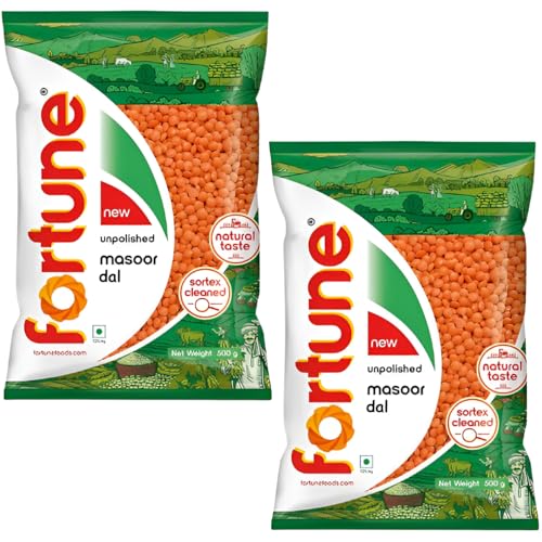 Lentejas de la Fortuna (paquete de 2 x 500 g) (Red Lentils/Masoor Split)