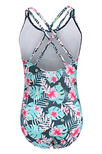Image of Moon Tree Girls One Piece Swimsuits, Adjustable Double Straps Bathing Suits for Kids Girls Hawaiian Swimwear 3-16 Years