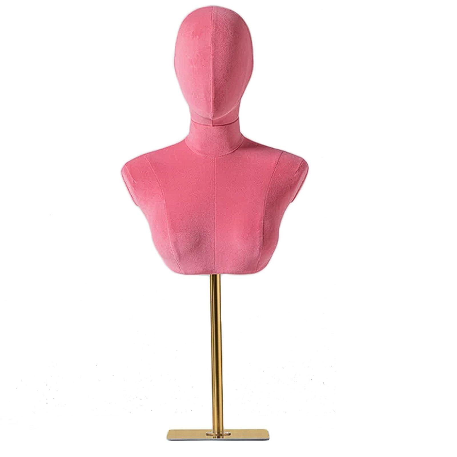 WxuuLTGJR Jewelry Display Stand Head Mannequin Earring Tower Organizer Rack Suede Jewelry Easel Holder with Square Base Hanging Showcase(Rot,Gold base)