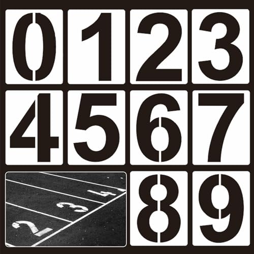 GVSS 10 Pièces Pochoir Chiffre 10cm de 0 à 9, Pochoir Numero de Parking Réutilisables en Plastique,Gabarit Numerotation pour Marquage au Sol,Décoration...