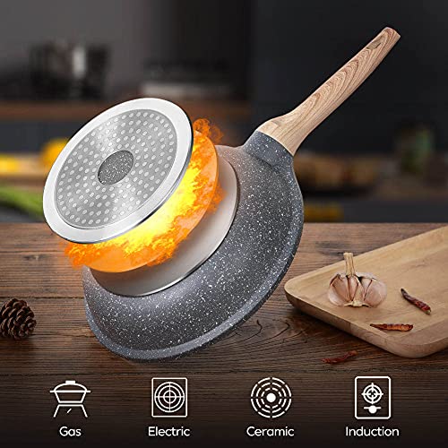 ZUOFENG Antihaft Pfanne Bratpfanne mit Deckel Beschichtet 24cm, Granit Pfannen Nonstick Frying Pan… – Ansicht 5