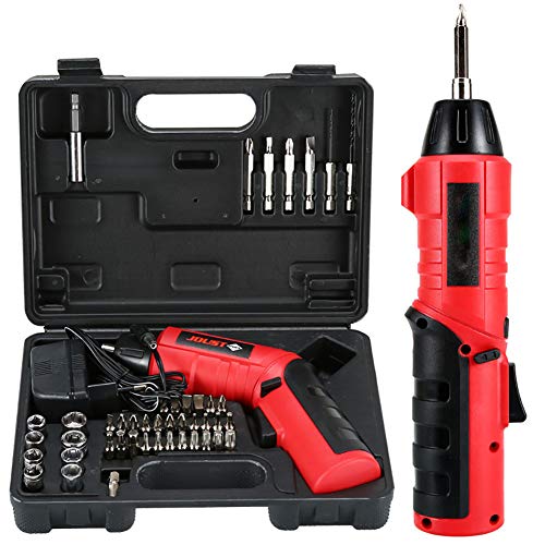 4.8V Akku Bohrschrauber, 600mAh, 2-Gang Getriebe, 4.5N.M Drehmomentstufen, Spindelarretierung, Schnellladegerät, 45pcs Zubehör Kit & Koffer,