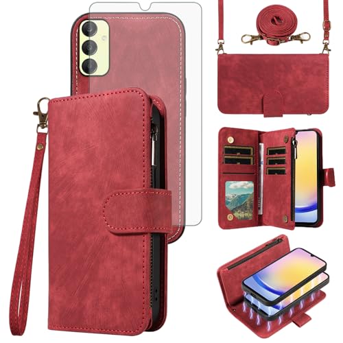 Coque Samsung Galaxy A25 Asuwish Rouge silicone coque de protection stylée pour trajets et bureau
