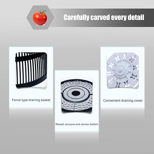 Miniatura 5 de MYBAQ, Molinillo de frutas, molinillo de lechuga, secadora de verduras, lavadora de frutas y verduras, cesta de lavado de frutas, 9.45 pulgadas de