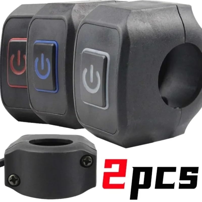 Interruptor de moto con luz LED roja y botones de control para manillar universal 2