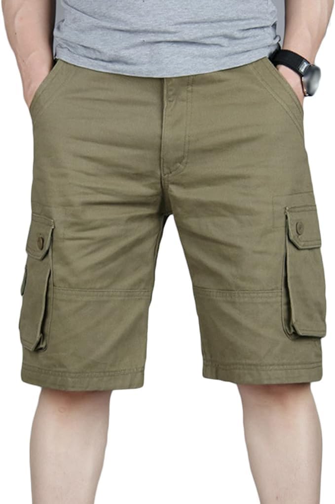 Maiyifu-GJ Men's Cargo Shorts Multi-Pockets Elastic Waist Hiking Shorts Summer Lightweight Casual Cotton Short Pants