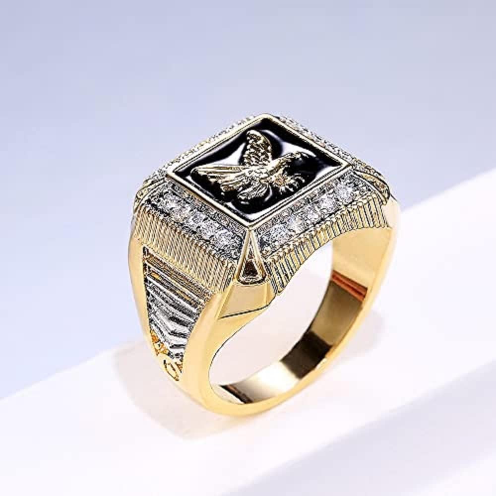Atmospheric men's gold-plated eagle ring casual wild ring (10) - Image 2