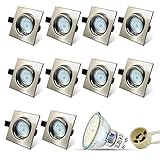 【Was man Bekommt】10er Set GU10 Einbaustrahler=10x Einbaurahmen + 10x 5W GU10 LED Leuchtmittel + 10x GU10 Fassung