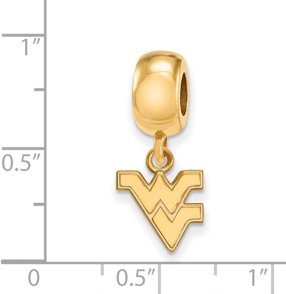 West Virginia Bead Charm Extra Small (3/8 Inch) Dangle (Gold Plated)